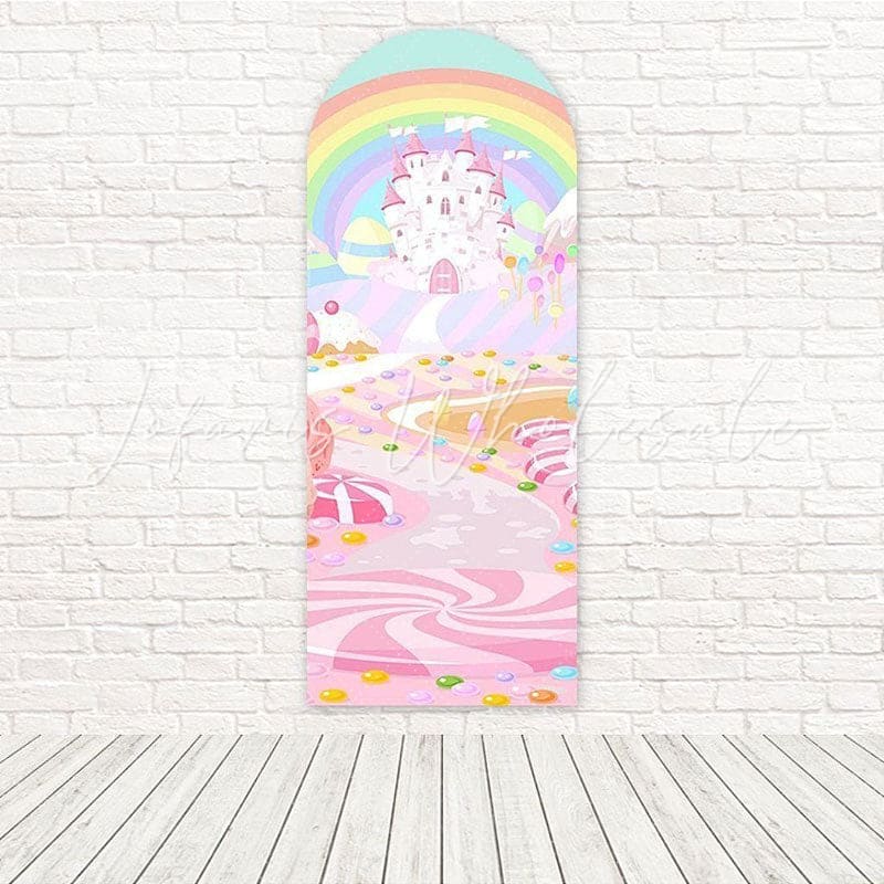Rainbow Candyland Castle Fantasy Sweet Adventure Arch Backdrop