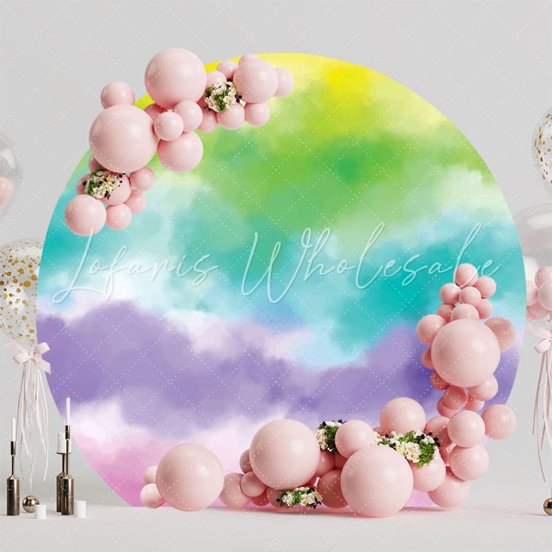 Rainbow Clouds Round Backdrop For Dreamy Kids Party Fun