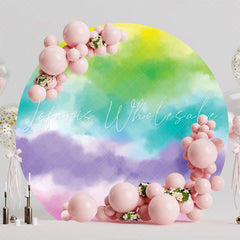 Rainbow Clouds Round Backdrop For Dreamy Kids Party Fun
