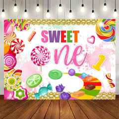 Lofaris Rainbow Color Candies Glitter 1st Birthday Backdrop