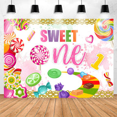 Lofaris Rainbow Color Candies Glitter 1st Birthday Backdrop