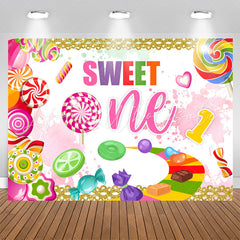 Lofaris Rainbow Color Candies Glitter 1st Birthday Backdrop