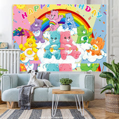 Lofaris Rainbow Color Cartoon Bear Kid Birthday Backdropp