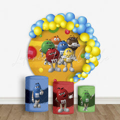 Lofaris Rainbow Color Chocolate Beans Round Party Backdrop Kit