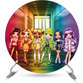Lofaris Rainbow Color Girl In Class Circle Birthday Backdrop