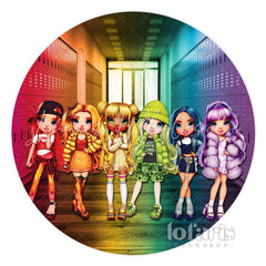 Lofaris Rainbow Color Girl In Class Circle Birthday Backdrop