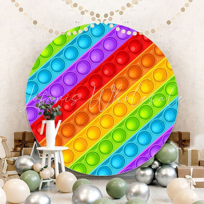 Lofaris Rainbow Color Pop It Birthday Party Round Backdrops