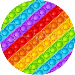 Lofaris Rainbow Color Pop It Birthday Party Round Backdrops