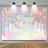 Lofaris Rainbow Colored Glitter Bokeh Happy Birthday Backdrop