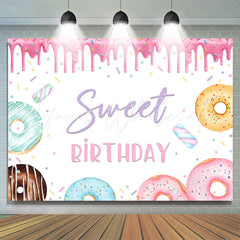 Lofaris Rainbow Donuts Happy Sweet Birthday Party Backdrop