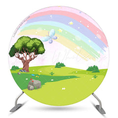 Lofaris Rainbow Fairy Grassland Round Backdrop For Party Decor