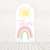 Rainbow First Trip Around the Sun Arch Backdrop for Cheerful Parties
