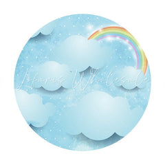 Lofaris Rainbow Glitter Blue Cloud Round Backdrops for Baby Shower