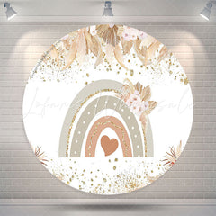 Lofaris Rainbow Heart Boho Floral Round Baby Shower Backdrop