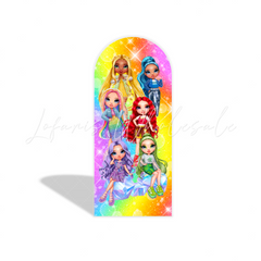 Rainbow High Theme Birthday Party Arch Backdrop Wall Cloth Cover
