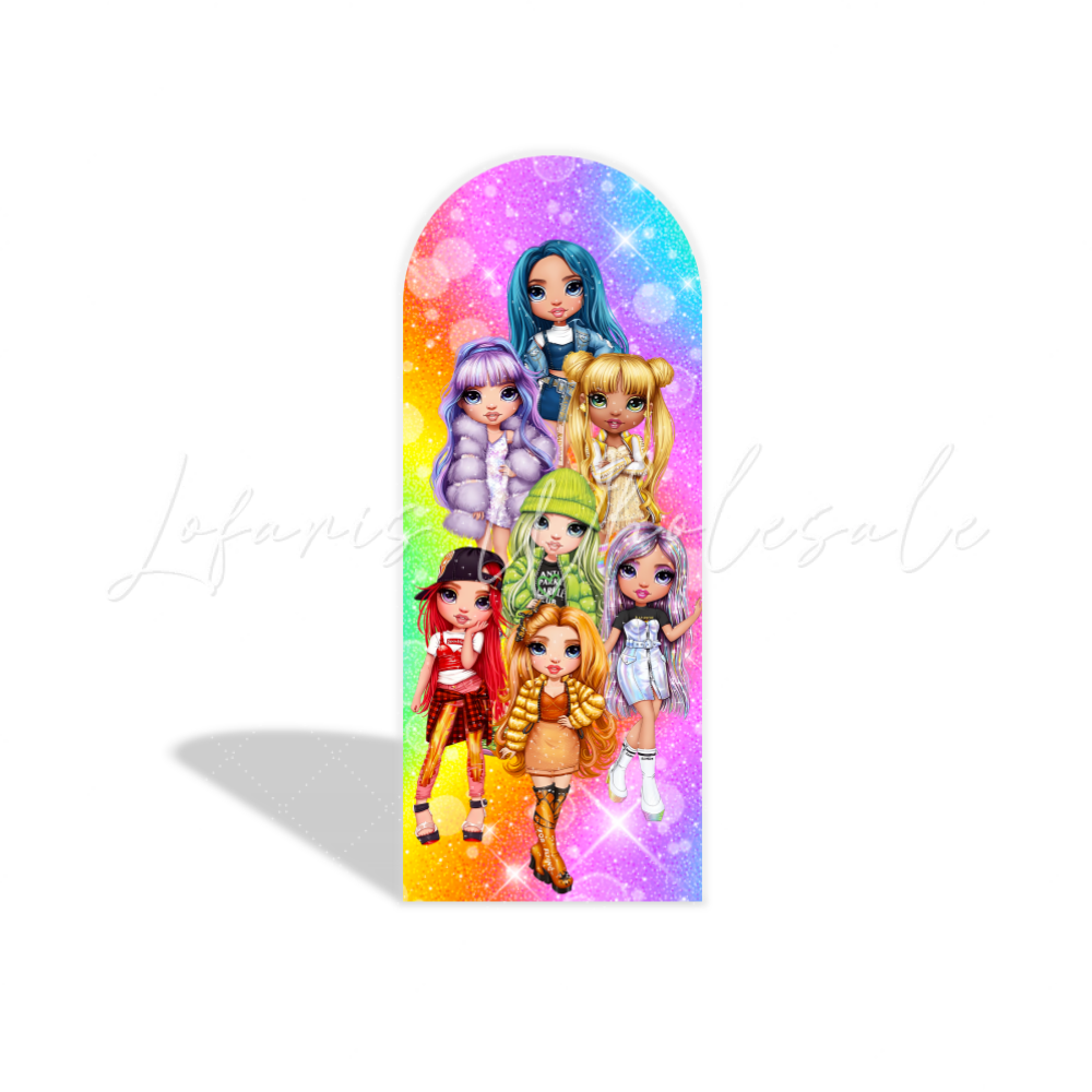 Rainbow High Theme Birthday Party Arch Backdrop Wall Cloth Cover