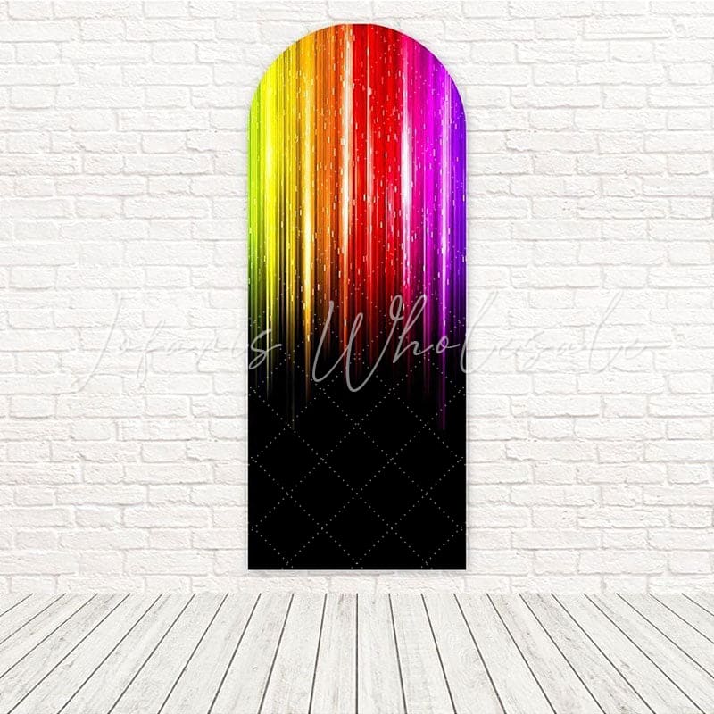 Rainbow Neon Glow Bright Energetic Party Vibes Arch Backdrop