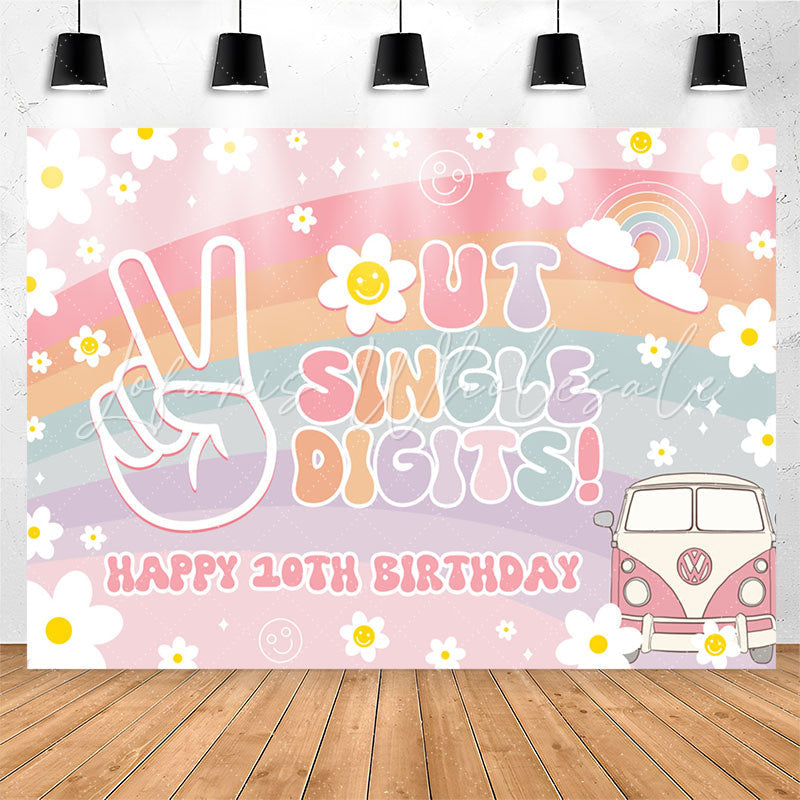 Lofaris Rainbow Out Single Digits Happy 10th Birthday Backdrop