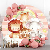 Lofaris Rainbow Safari Animals Round Birthday Party Backdrop