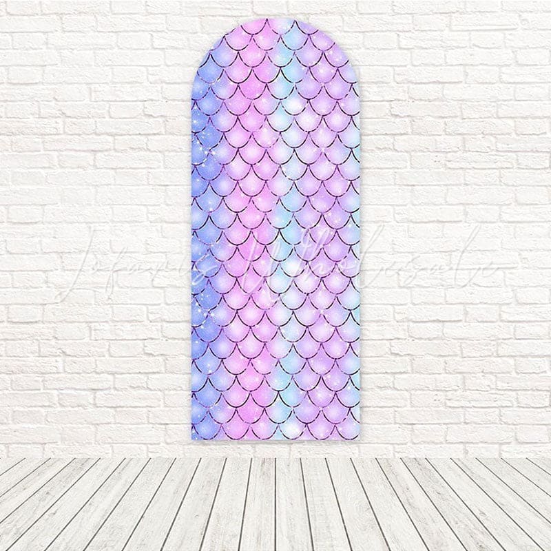 Rainbow Scales Pattern Vibrant Fun Party Decor Arch Backdrop