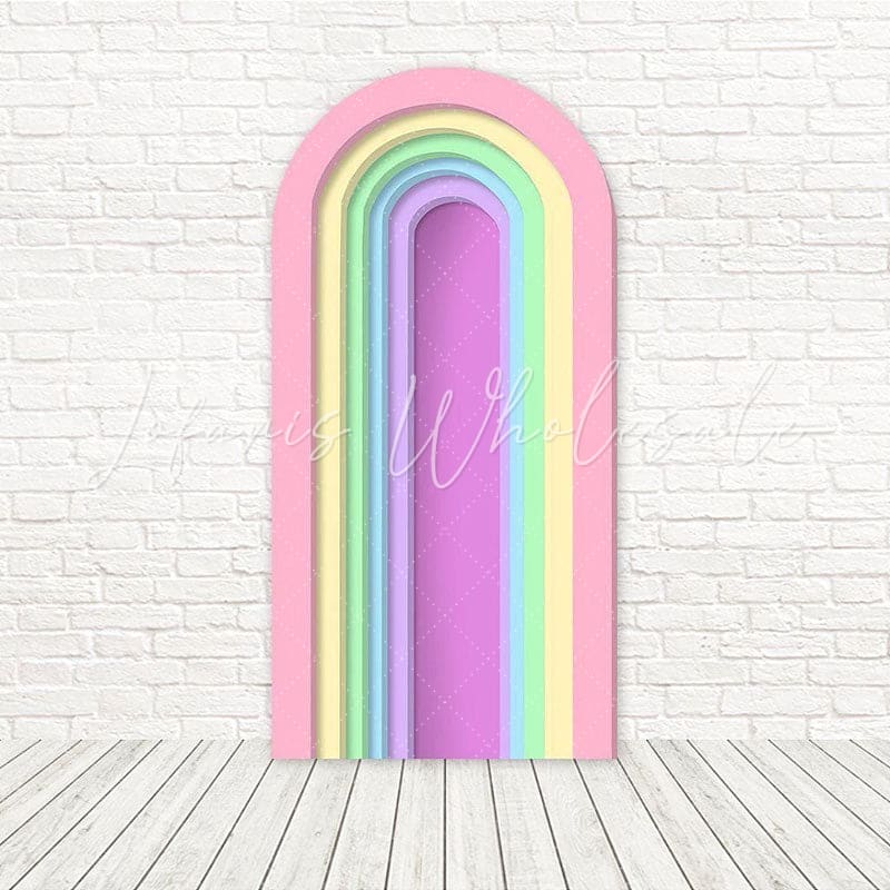 Rainbow Slat Bright Color Arch Backdrop For Joyful Party Fun Theme