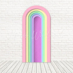 Rainbow Slat Bright Color Arch Backdrop For Joyful Party Fun Theme