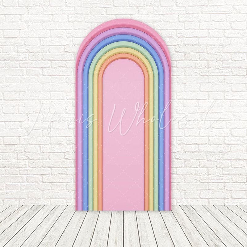 Rainbow Slat Playful Color Arch Backdrop For Colorful Birthday Bash
