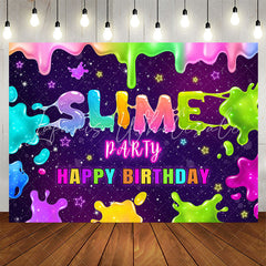 Lofaris Rainbow Slime Glitter Night Stars Birthday Backdrop