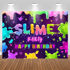 Lofaris Rainbow Slime Glitter Night Stars Birthday Backdrop