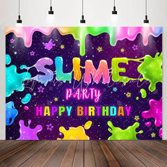 Lofaris Rainbow Slime Glitter Night Stars Birthday Backdrop