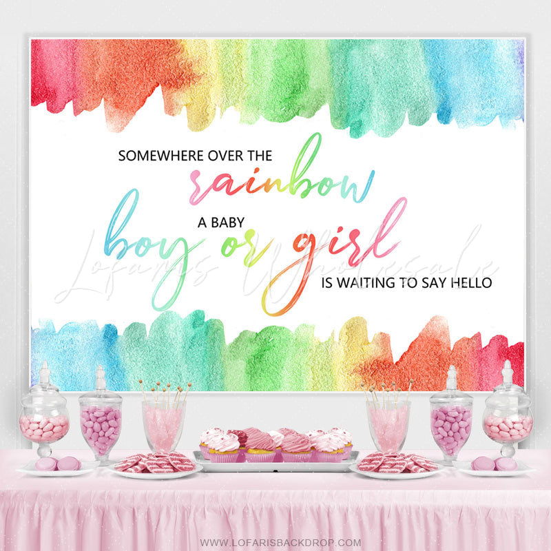 Lofaris Rainbow Themed Gender Reveal Baby Shower Backdrop