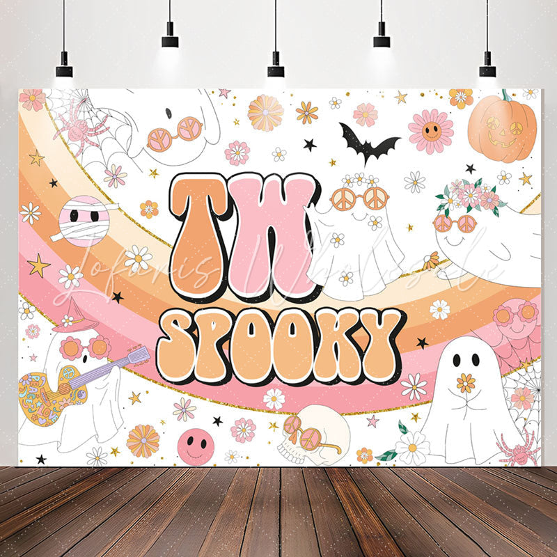 Lofaris Rainbow Two Spooky Floral Girl 2nd Birthday Backdrop