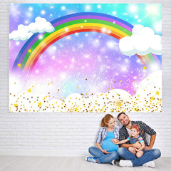 Lofaris Rainbow White Clouds Baby Shower Backdrop For Party