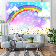 Lofaris Rainbow White Clouds Baby Shower Backdrop For Party