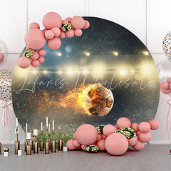 Lofaris Rainy Burning Football Field Round Birthday Backdrop