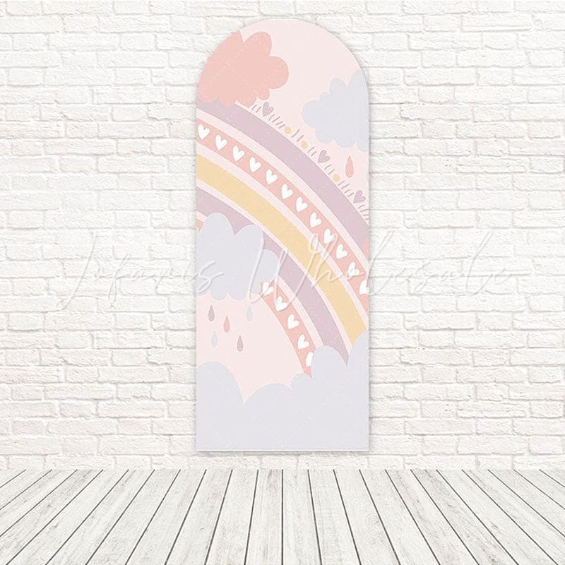 Rainy Cloud Boho Peaceful Mood Arch Backdrop For Cozy Photo Shoot