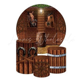 Ranch Themed Round Backdrop and Cylinders Kit for Western Celebrations