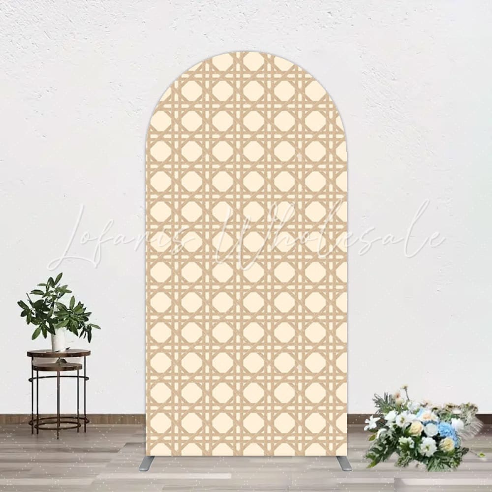 Rattan Texture Arch Backdrop for Rustic Party Decor