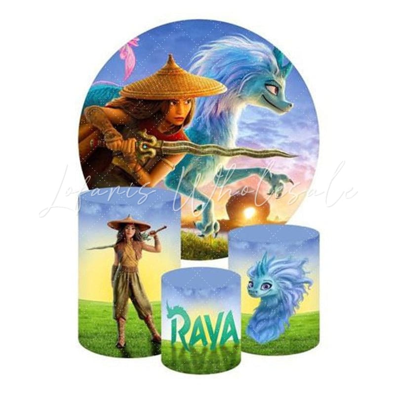 Rava Themed Round Backdrop and Cylinders Kit for Parties