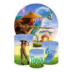 Rava Themed Round Backdrop and Cylinders Kit for Parties