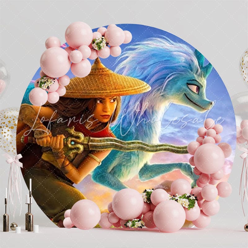 Raya And The Last Dragon Round Backdrop For Fantasy Theme Event