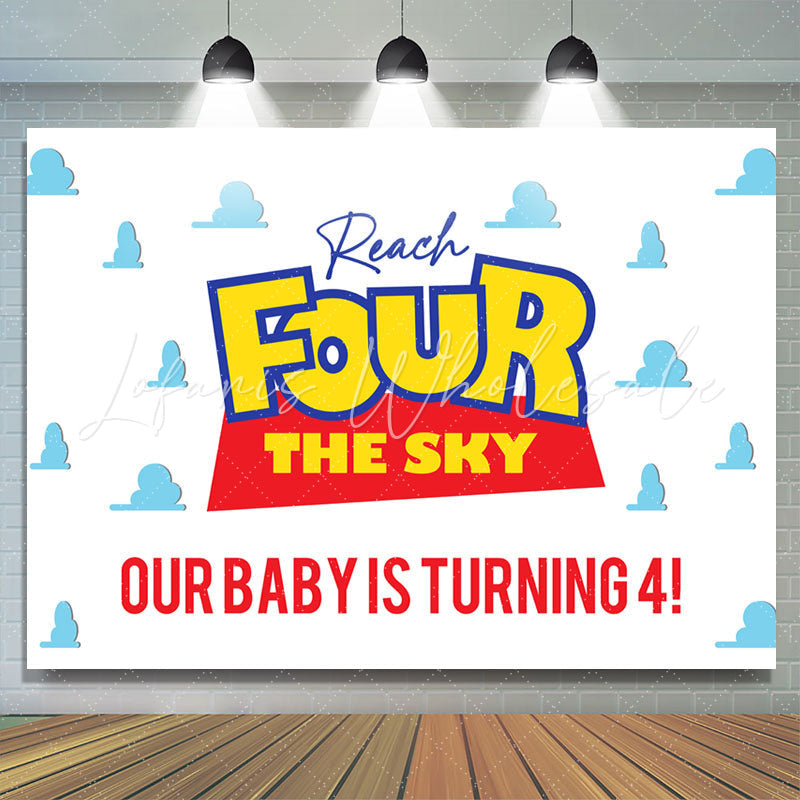 Lofaris Reach Four The Sky Simple Cute Happy Birthday Backdrop