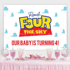 Lofaris Reach Four The Sky Simple Cute Happy Birthday Backdrop