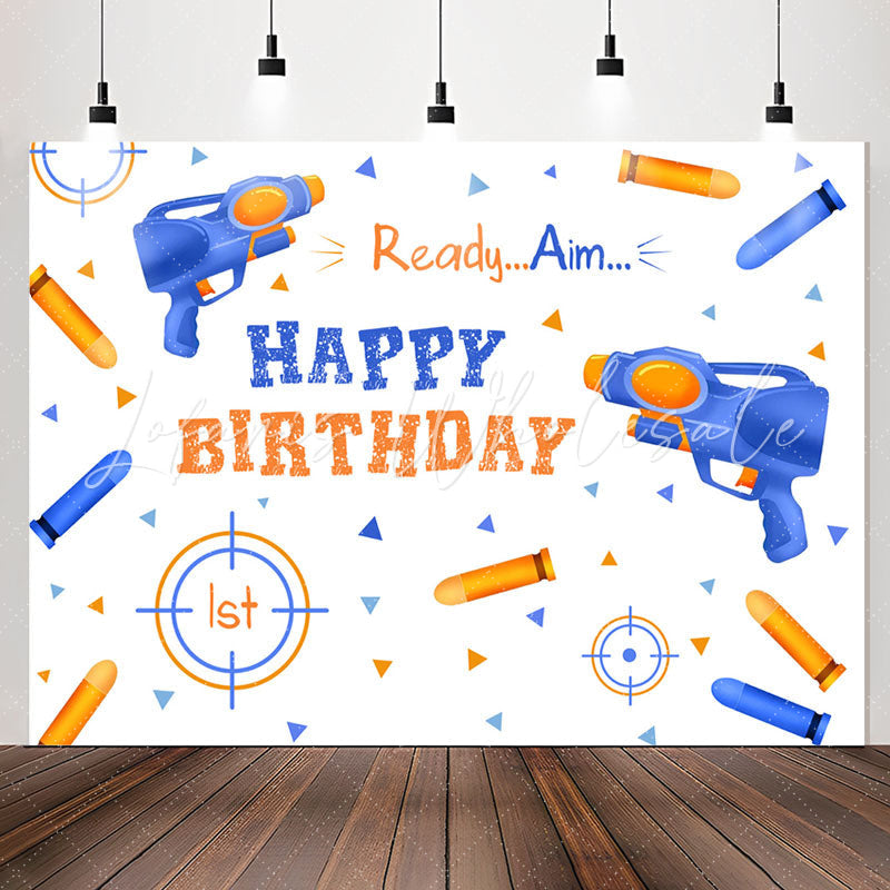 Lofaris Ready Aim Bottle Shot Boy Happy Birthday Backdrop