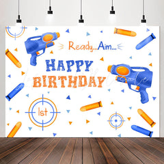 Lofaris Ready Aim Bottle Shot Boy Happy Birthday Backdrop