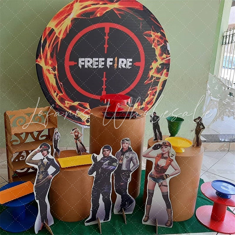 Lofaris Red And Black Round Games Birthday Party Backdorp For Boy