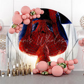 Lofaris Red And Blue Cartoon Hero Round Birthday Backdrops