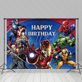 Lofaris Red And Blue Cartoon Super Hero Boys Birthday Backdrop