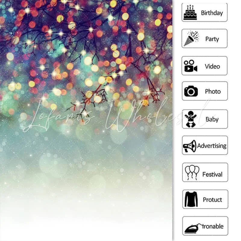 Lofaris Red And Gold Tree Glitter Christmas Bokeh Backdrop for Party