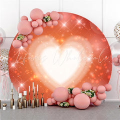 Lofaris Red And Love Bokeh Glitter Round Valentines Backdrop